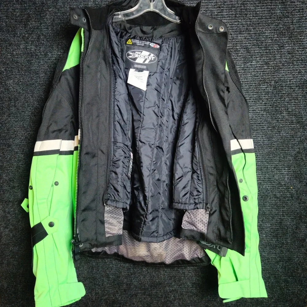 Joe Rocket Ballistic Series Motorcycle Jacket Green Black Mens XL w/Padded Armor